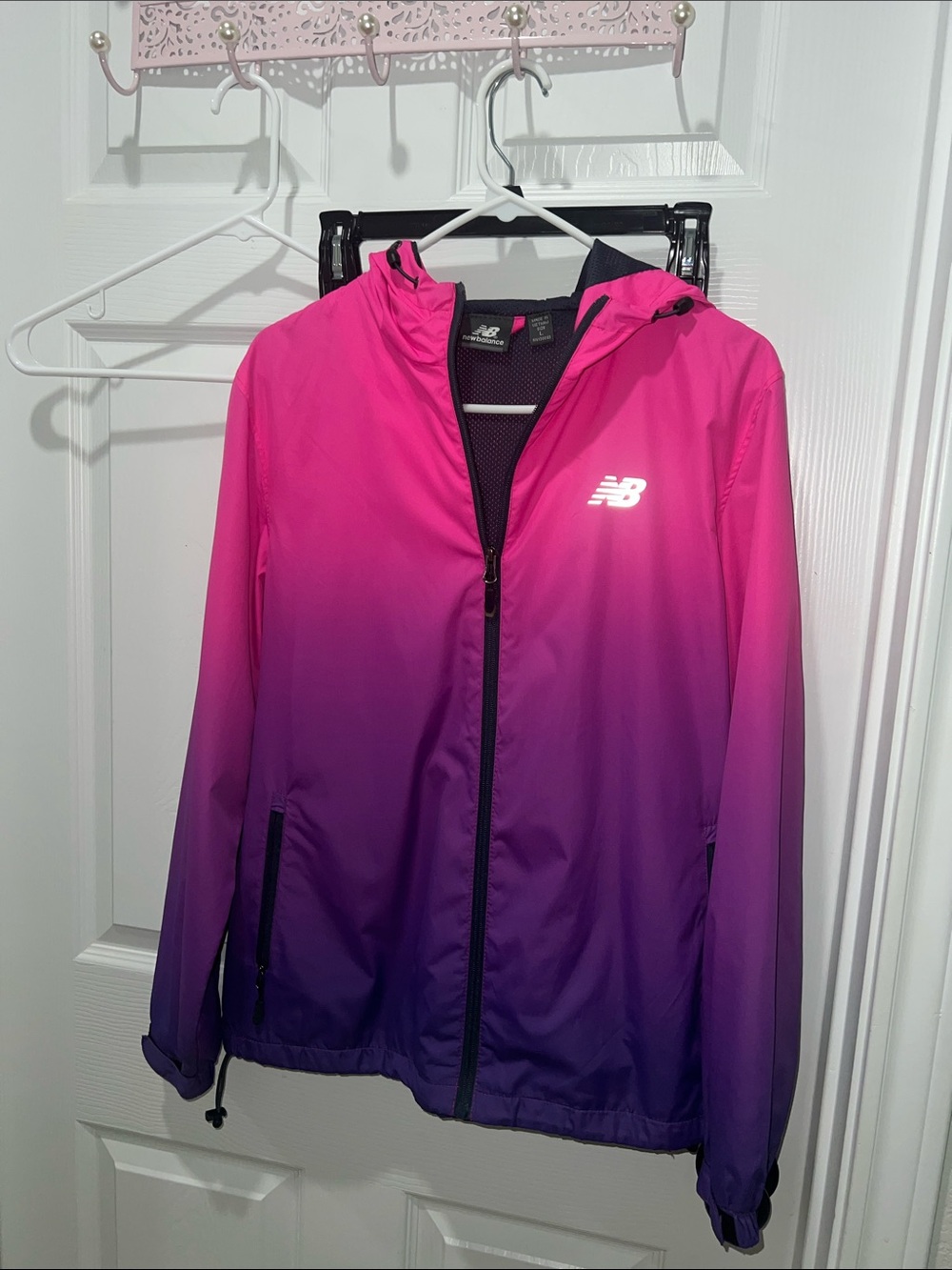 New Balance Pink to Purple Ombre Hooded Windbreaker Jacket